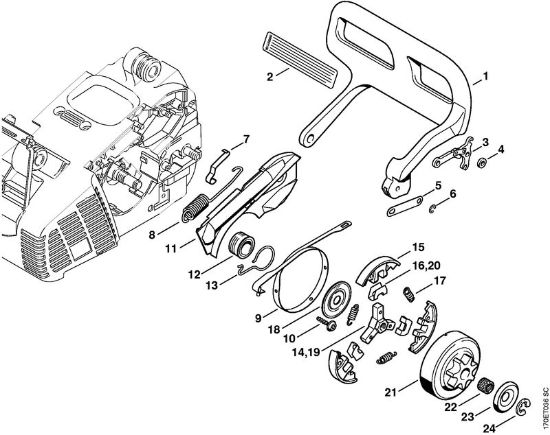 Zage z bencinskim motorjem (MS) 019 T Å citnik za roke, zavora verige della Marca Stihl